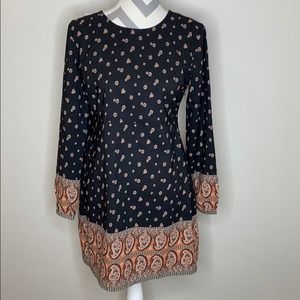 Abercrombie & Fitch Black and Orange Long Sleeve Dress